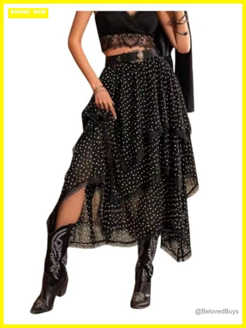 Women's Polka Dots Layered Asymmetrical Ruffle Skirt Y2k High Waist